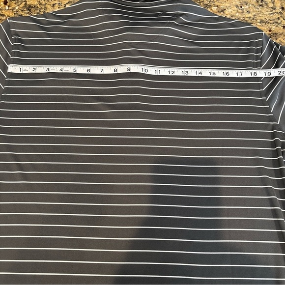 OXFORD AMERICA SEA SCAPE GOLF LINKS MENS MEDIUM POLO GREY WHITE STRIPES - Picture 13 of 14